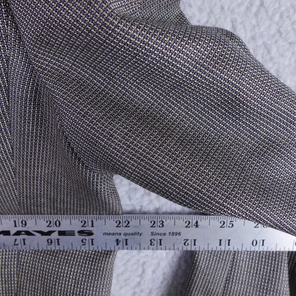 Canali Mens Silk Wool Blazer Grey Blue Check Made In Italy Size 54L Soft Carrer